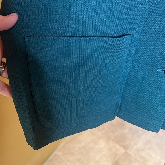 Vintage St. Croix La Femme Peacock Teal Blue Cardigan Blazer 100% Wool Sz Medium - Picture 3 of 10